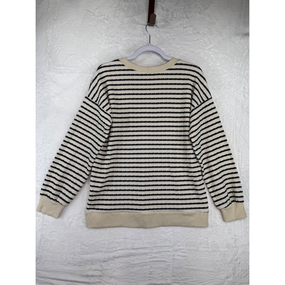 Staccato‎ Women Textured Striped Pullover Sweater Cream Black Crew Neck Casual L - Picture 6 of 7